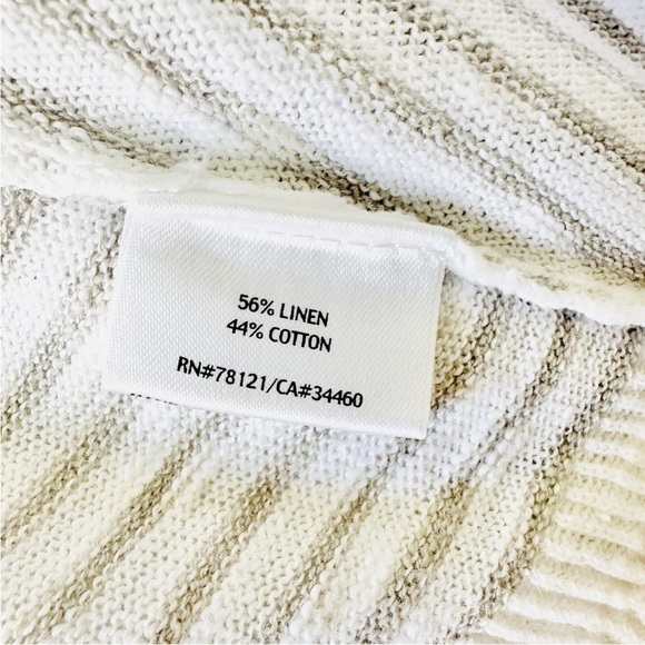 Eileen Fisher Linen & Cotton Blend Stripe Waterfall Open Cardigan Size M - Picture 5 of 6